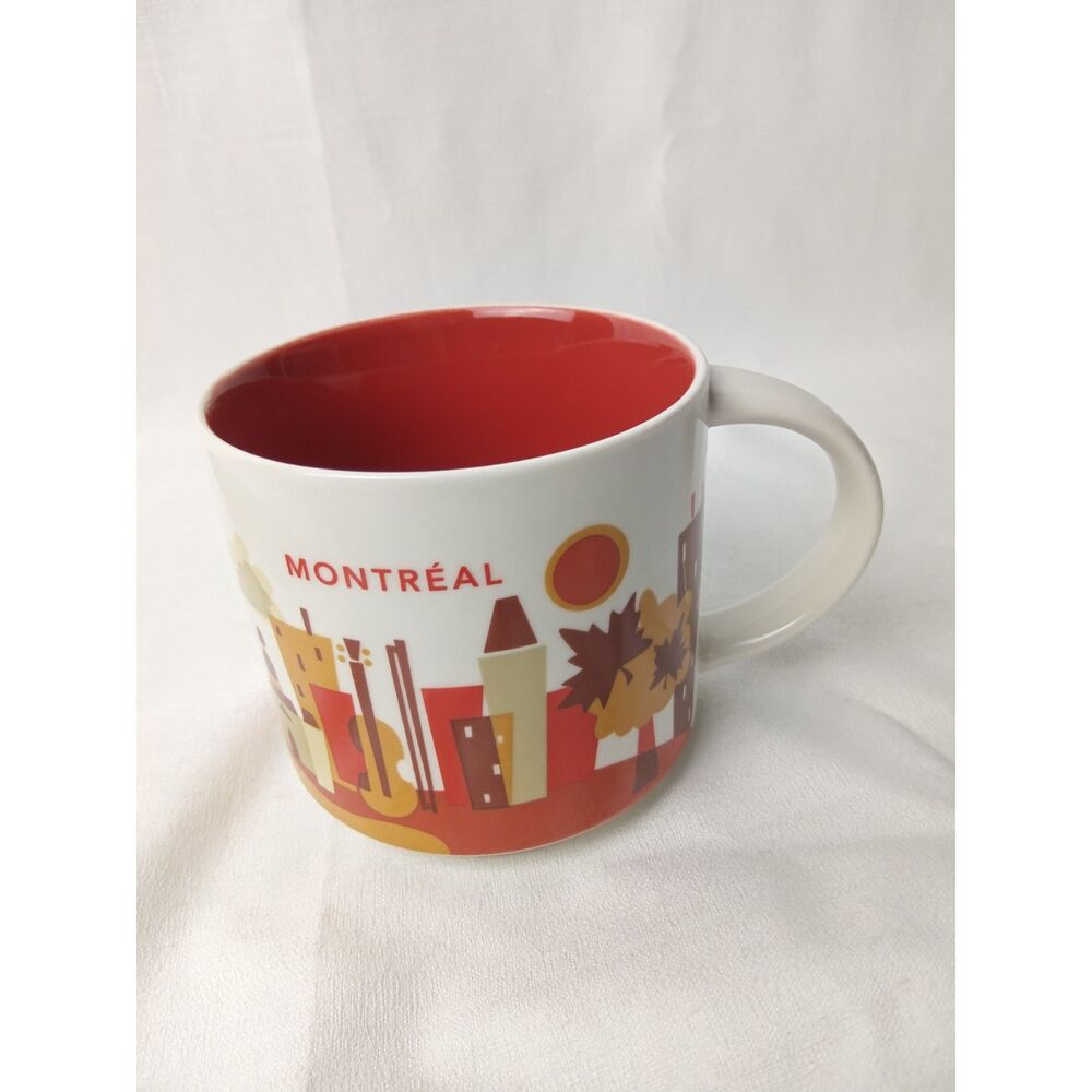 Starbucks You Are Here Montreal Canada 2015 Coffee Mug 14 oz Red Interior YAH